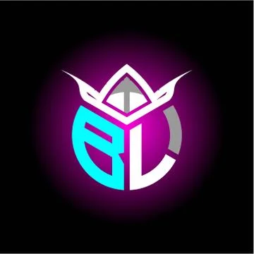 Initial minimalist B L Monogram logo letter with halloween edition mask vecto Stock Illustration