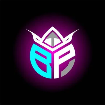 Initial minimalist B P Monogram logo letter with halloween edition mask vecto Stock Illustration