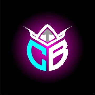 Initial minimalist C B Monogram logo letter with halloween edition mask vecto Stock Illustration