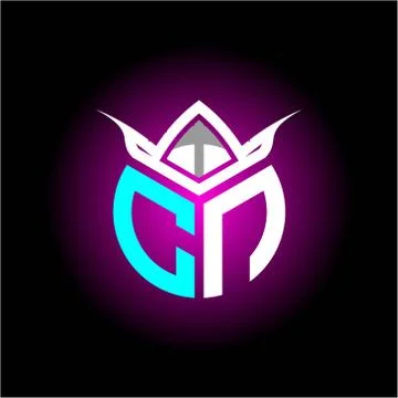 Initial minimalist C N Monogram logo letter with halloween edition mask vecto Stock Illustration