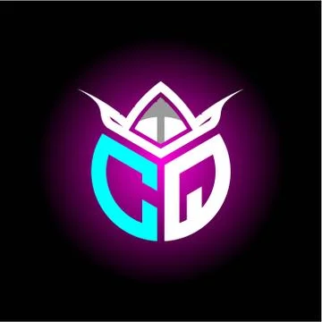 Initial minimalist C Q Monogram logo letter with halloween edition mask vecto Stock Illustration