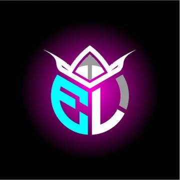 Initial minimalist E L Monogram logo letter with halloween edition mask vecto Stock Illustration