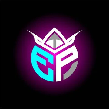 Initial minimalist E P Monogram logo letter with halloween edition mask vecto Stock Illustration