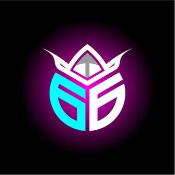 Initial minimalist G G Monogram logo letter with halloween edition mask vecto Illustrazione stock