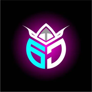 Initial minimalist G J Monogram logo letter with halloween edition mask vecto Stock Illustration