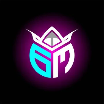 Initial minimalist G M Monogram logo letter with halloween edition mask vecto Illustrazione stock