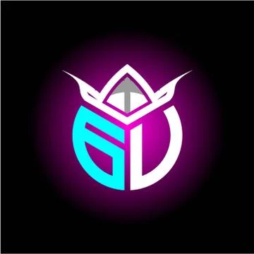 Initial minimalist G U Monogram logo letter with halloween edition mask vecto Stock Illustration