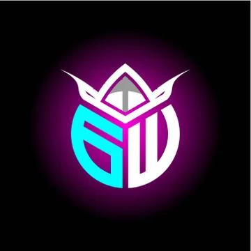 Initial minimalist G W Monogram logo letter with halloween edition mask vecto Stock Illustration