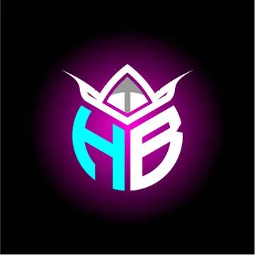 Initial minimalist H B Monogram logo letter with halloween edition mask vecto Stock Illustration