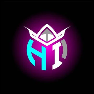 Initial minimalist H I Monogram logo letter with halloween edition mask vecto Stockillustratie