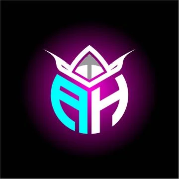 Initial minimalist A H Monogram logo letter with halloween edition mask vecto Stock Illustration