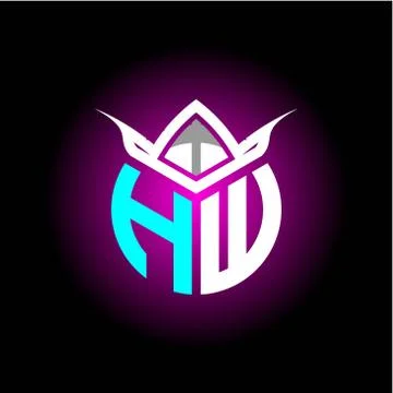Initial minimalist H W Monogram logo letter with halloween edition mask vecto Illustrazione stock