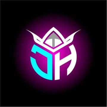 Initial minimalist J H Monogram logo letter with halloween edition mask vecto Stockillustratie