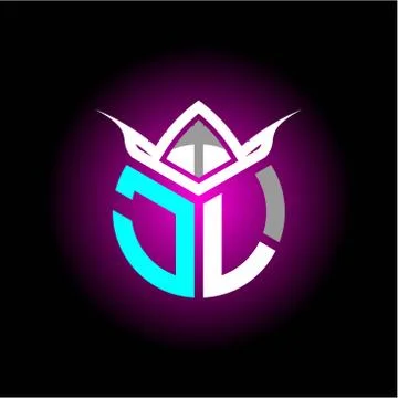 Initial minimalist J L Monogram logo letter with halloween edition mask vecto Stock Illustration