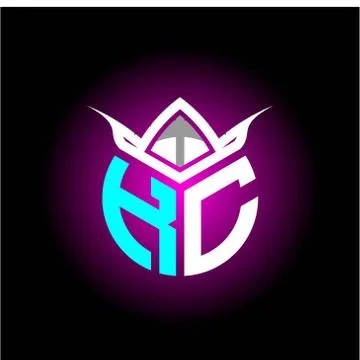 Initial minimalist K C Monogram logo letter with halloween edition mask vecto Illustrazione stock