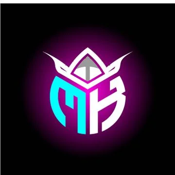 Initial minimalist M K Monogram logo letter with halloween edition mask vecto Stock Illustration