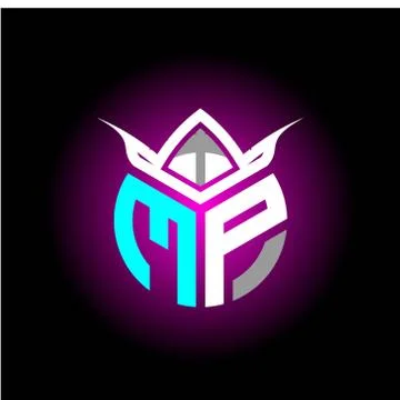 Initial minimalist M P Monogram logo letter with halloween edition mask vecto Stock Illustration