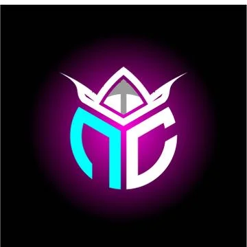 Initial minimalist N C Monogram logo letter with halloween edition mask vecto Stockillustratie