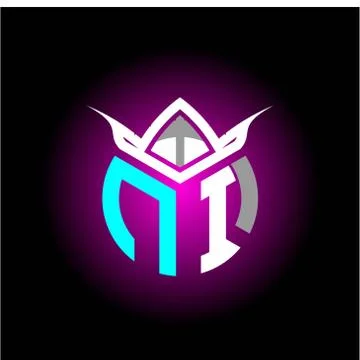 Initial minimalist N I Monogram logo letter with halloween edition mask vecto Stockillustratie