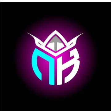 Initial minimalist N K Monogram logo letter with halloween edition mask vecto Stock Illustration