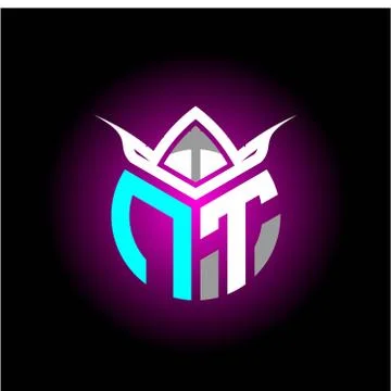 Initial minimalist N T Monogram logo letter with halloween edition mask vecto Stockillustratie