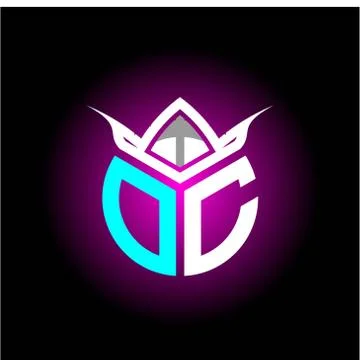 Initial minimalist O C Monogram logo letter with halloween edition mask vecto Stock Illustration