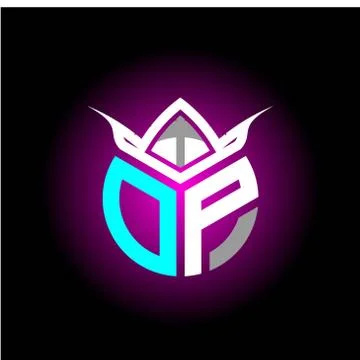 Initial minimalist O P Monogram logo letter with halloween edition mask vecto Stock Illustration