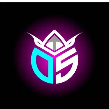 Initial minimalist O S Monogram logo letter with halloween edition mask vecto Illustrazione stock