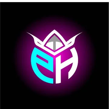 Initial minimalist P H Monogram logo letter with halloween edition mask vecto Stock Illustration