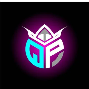Initial minimalist Q P Monogram logo letter with halloween edition mask vecto 库存插图