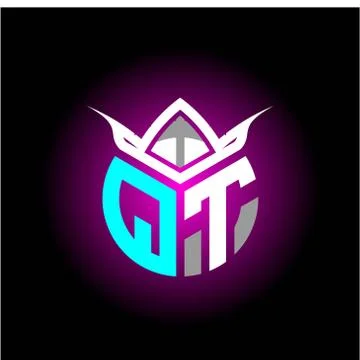 Initial minimalist Q T Monogram logo letter with halloween edition mask vecto Stock Illustration