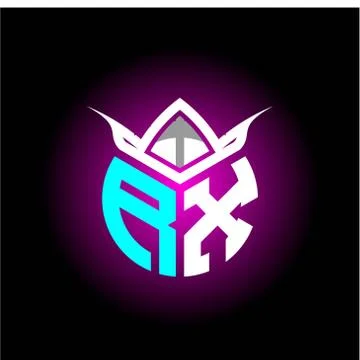 Initial minimalist R X Monogram logo letter with halloween edition mask vecto Stock Illustration