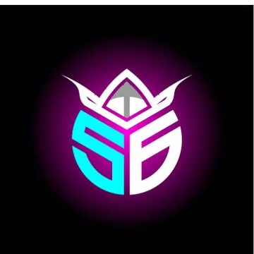 Initial minimalist S G Monogram logo letter with halloween edition mask vecto Stock Illustration