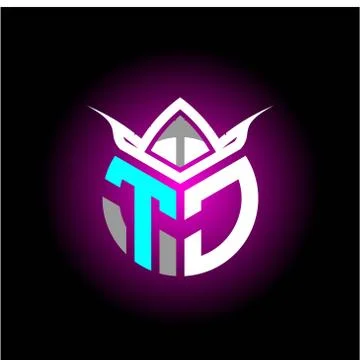 Initial minimalist T J Monogram logo letter with halloween edition mask vecto Stock Illustration