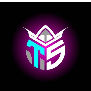 Initial minimalist T S Monogram logo letter with halloween edition mask vecto Stock Illustration