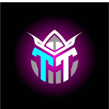 Initial minimalist T T Monogram logo letter with halloween edition mask vecto Stock Illustration