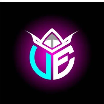 Initial minimalist U E Monogram logo letter with halloween edition mask vecto Stock Illustration