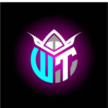 Initial minimalist W T Monogram logo letter with halloween edition mask vecto Stock Illustration