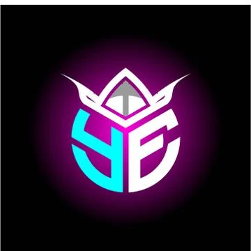 Initial minimalist Y E Monogram logo letter with halloween edition mask vecto Stock Illustration