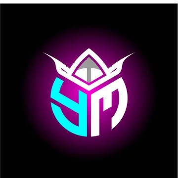 Initial minimalist Y M Monogram logo letter with halloween edition mask vecto Stock Illustration