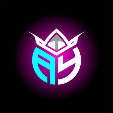 Initial minimalist A Y Monogram logo letter with halloween edition mask vecto Stockillustratie