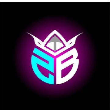 Initial minimalist Z B Monogram logo letter with halloween edition mask vecto Stock Illustration