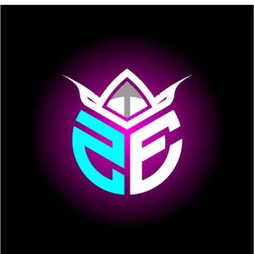 Initial minimalist Z E Monogram logo letter with halloween edition mask vecto Stock Illustration