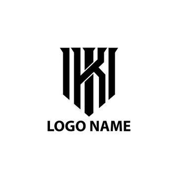 Initial MK abstract shield logo design vector Illustrazione stock