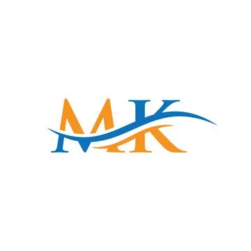 Initial MK letter linked logo vector template. Swoosh letter RR logo design. Stock Illustration