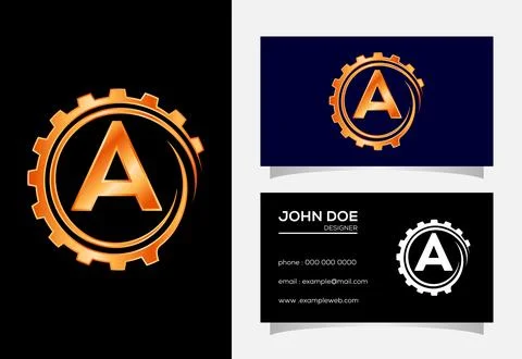Initial A monogram alphabet in a gear spiral. Gear engineer logo design. Lo.. Stock Illustration
