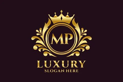 Initial MP Letter Royal Luxury Logo template in vector art for luxurious br.. Stock Illustration