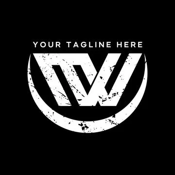 Initial MW or MVW font with freckles flip infinity futuristic graffiti ethnic Stock Illustration