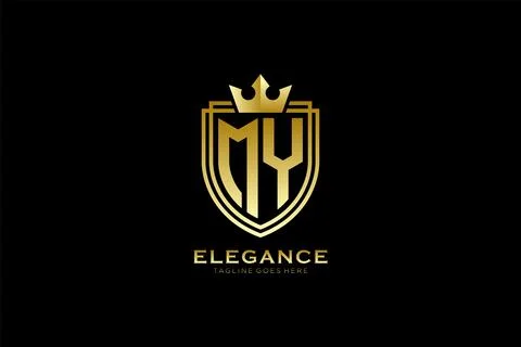 Initial MY elegant luxury monogram logo or badge template with scrolls and .. Stock Illustration