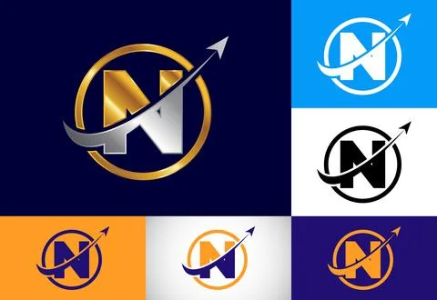 Initial N monogram alphabet symbol design incorporated with the arrow. Fina.. Stock Illustration